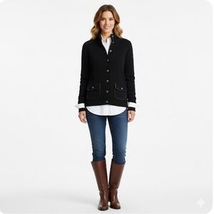 Vintage Lauren Ralph Lauren Mock Neck Cardigan Sweater Old Money Classic SZ XL